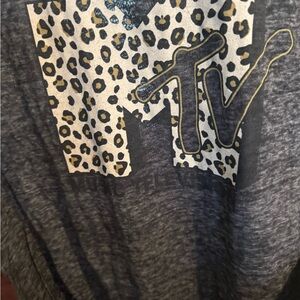 MTV  Leopard Print Charcoal Tee
